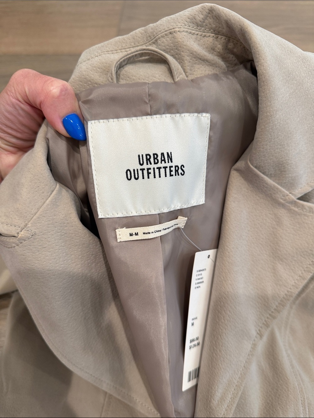 URBAN OUTFITTERS Beige Noa Faux Suede Tie-Front Business Jacket Blazer Size M - Picture 4 of 9